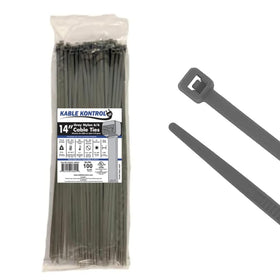Kable Kontrol gray zip ties bundle securing cables for neat indoor organization.