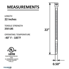 Kable Kontrol 22-inch ties, self-locking close-up showing secure mechanism.