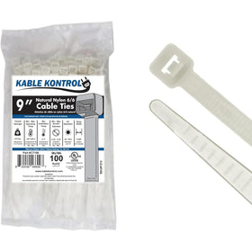 Kable Kontrol heavy-duty zip ties secure cables behind a TV stand