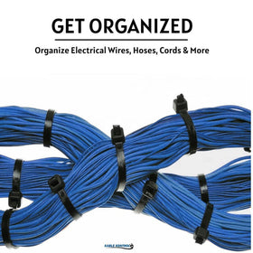 Kable Kontrol on workbench organizing cables showing tidy professional setup