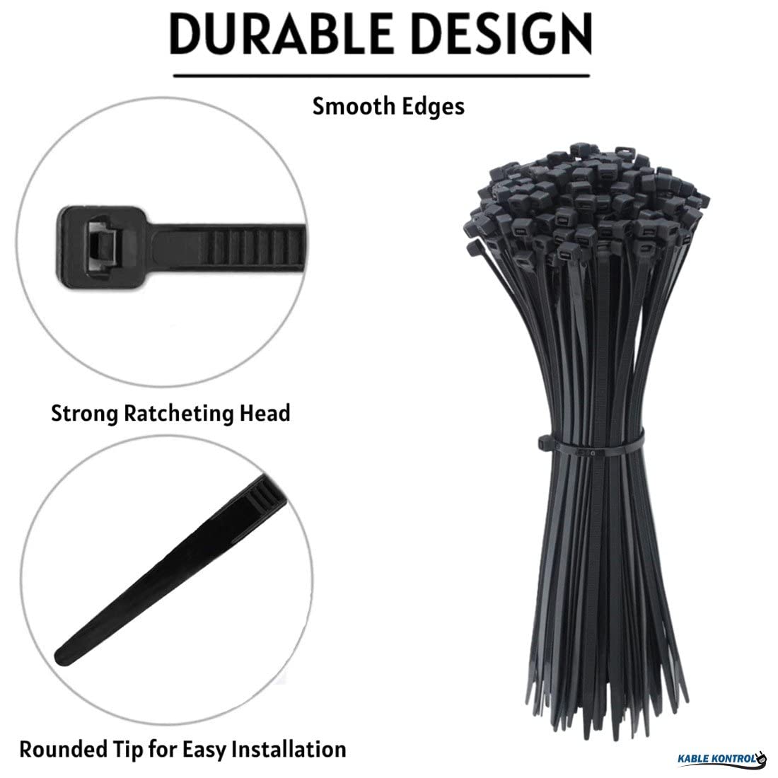 Kable Kontrol zip ties handle wide temperature range for all-season use.