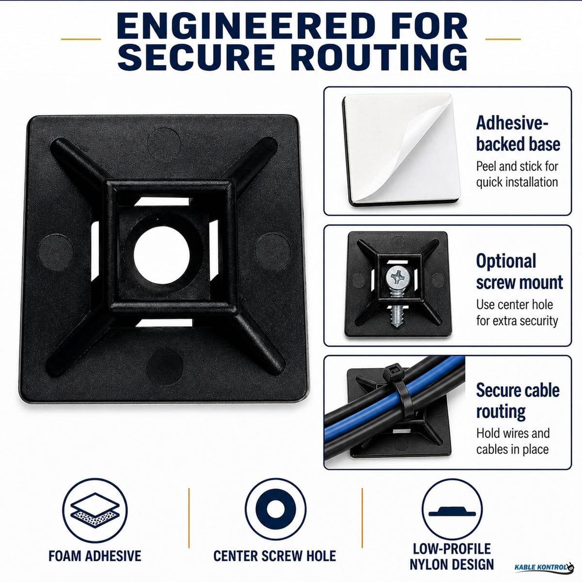 Kable Kontrol zip tie mounts outdoors usage demonstrates weather-friendly organization