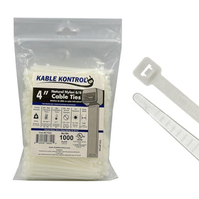 Kable Kontrol zip ties 4 inch 18 lb capacity for tidy indoor cable management