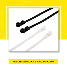 Kable Kontrol zip ties in white suitable for both indoor and outdoor organization.