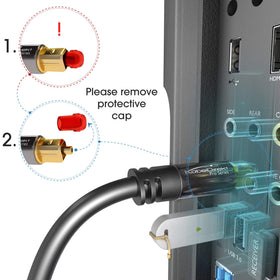 KabelDirekt TOSLINK 49ft interference-free fiber design reduces electrical noise.