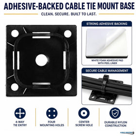 Kable Kontrol adhesive-backed nylon mounts enable quick indoor cable management