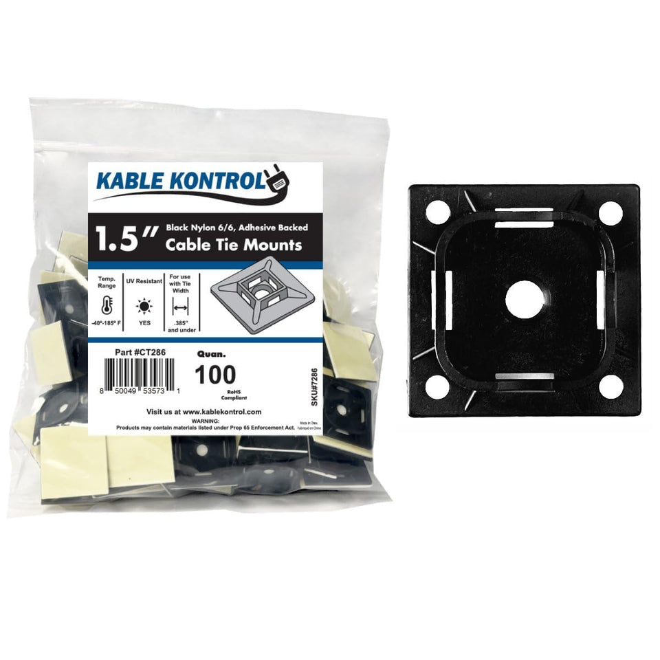 Kable Kontrol zip tie mount one-and-a-half-inch square for sturdy organization