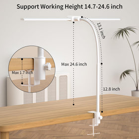 KableRika goose-neck adjusted height showing flexible reach over monitor