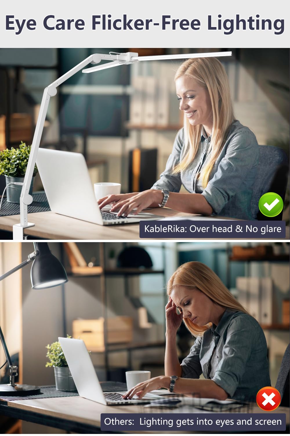 KableRika next to laptop showing size comparison for proper workspace scale