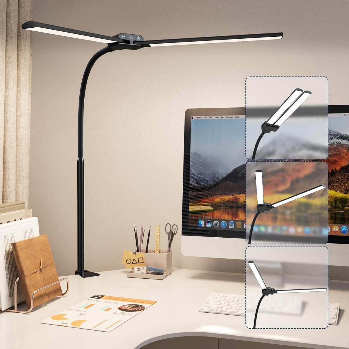 KableRika shown next to notebook to show scale and desk coverage