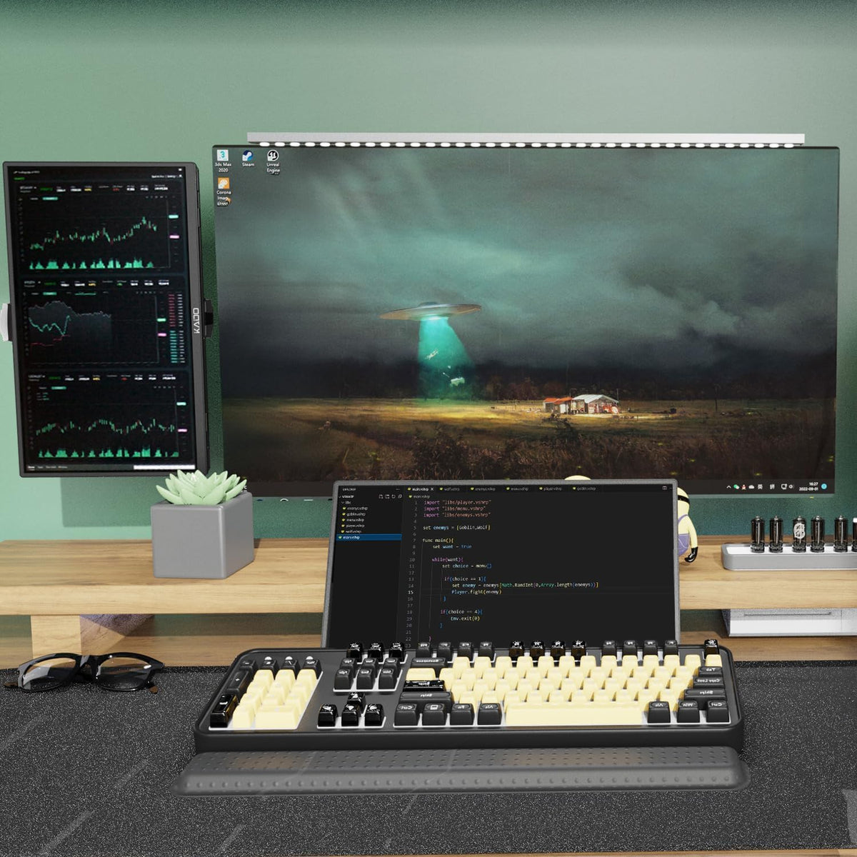 Kado 15.6-inch desktop setup with an additional external display.