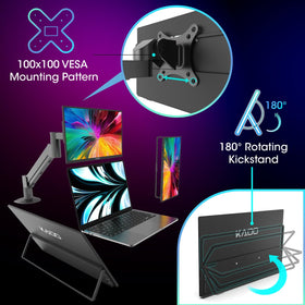 Kado monitor on a tilt stand showing rotating viewing options.