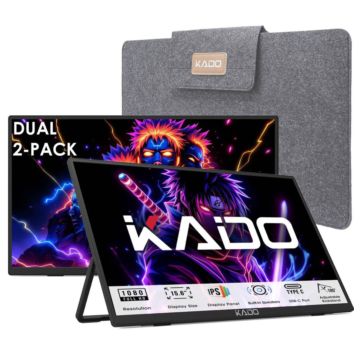 Kado dual monitors in a side-by-side setup boost productivity with extra screen real estate.