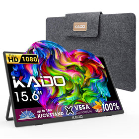 Kado portable monitor setup beside a laptop for on-the-go productivity