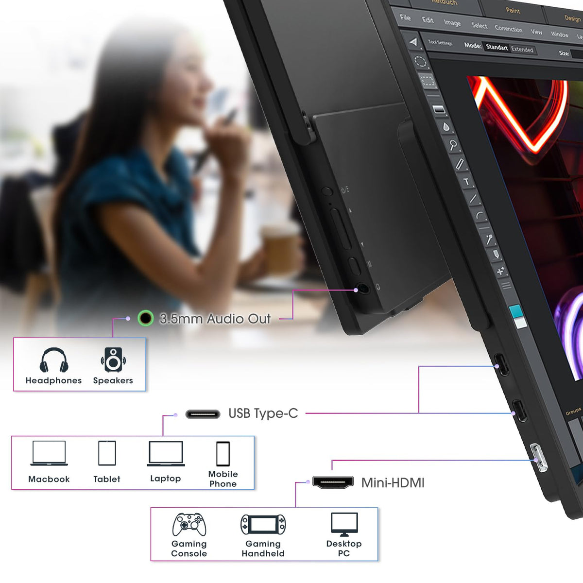 Kado IPS displays maintain consistent brightness for seamless viewing.