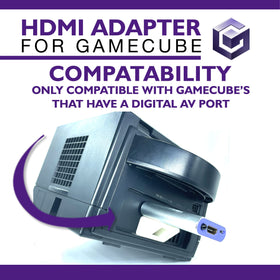 Kaico HDMI adapter demonstrates DOL-001 port compatibility for seamless GameCube digital connection.