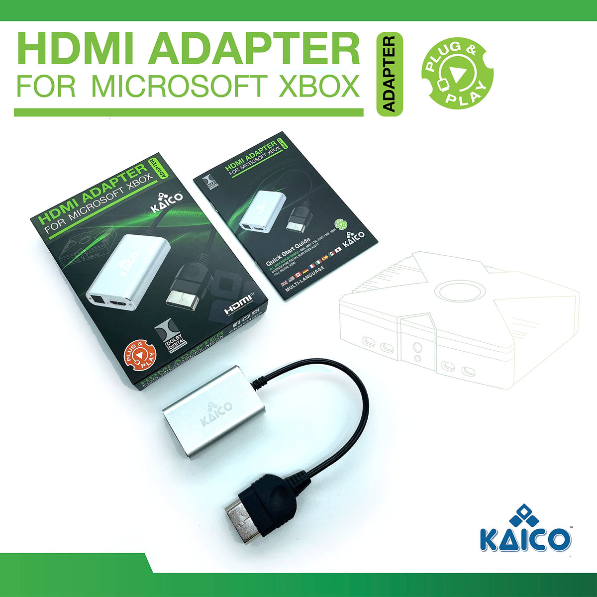Kaico Xbox HD Link Toslink port enables Dolby Digital 5.1 when connected.