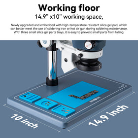 Kaisi 14.9x10-inch work floor with silicone mat supports stable soldering.