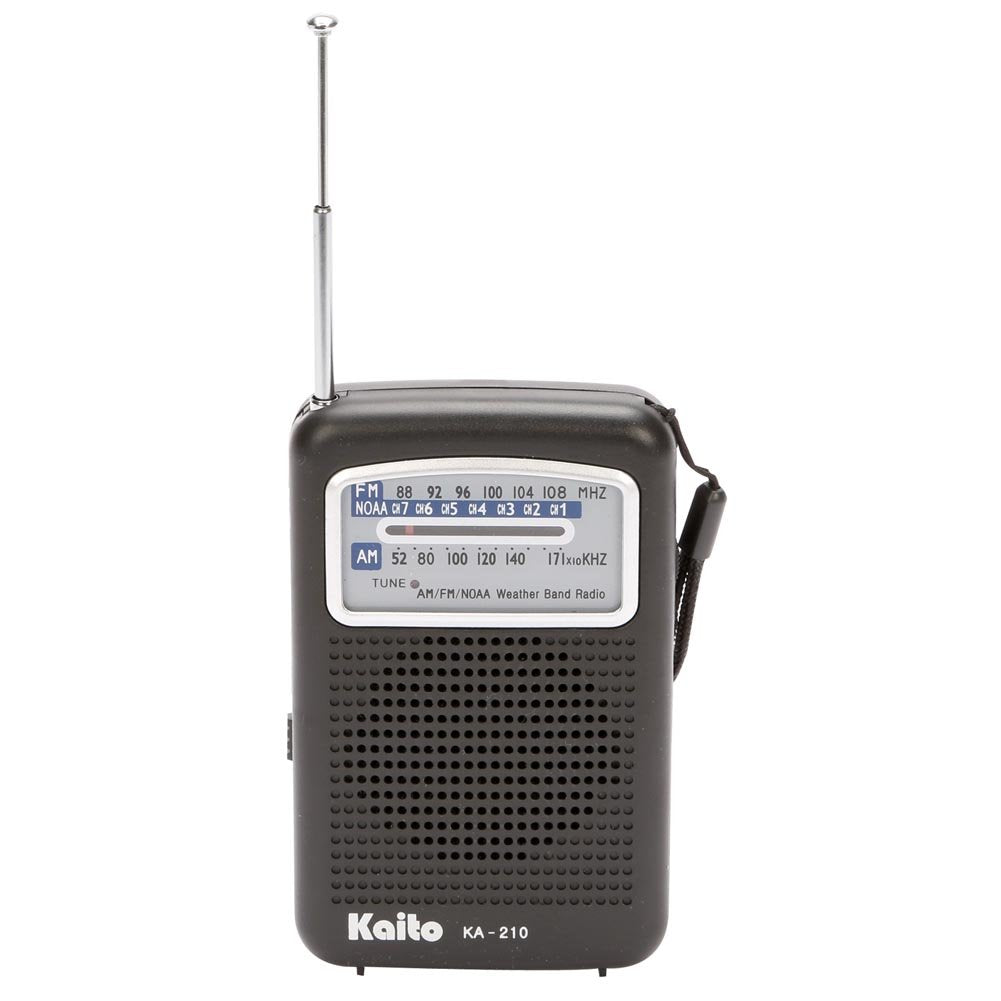 Kaito KA210 front view showing controls and speaker for reliable portable listening