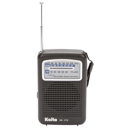 Kaito KA210 front view showing controls and speaker for reliable portable listening