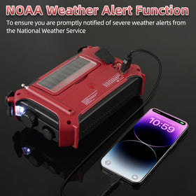 Kaito KA500RED rear ports showing USB, AC input and battery compartment