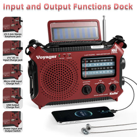 Kaito KA500RED hand crank being turned for manual emergency power