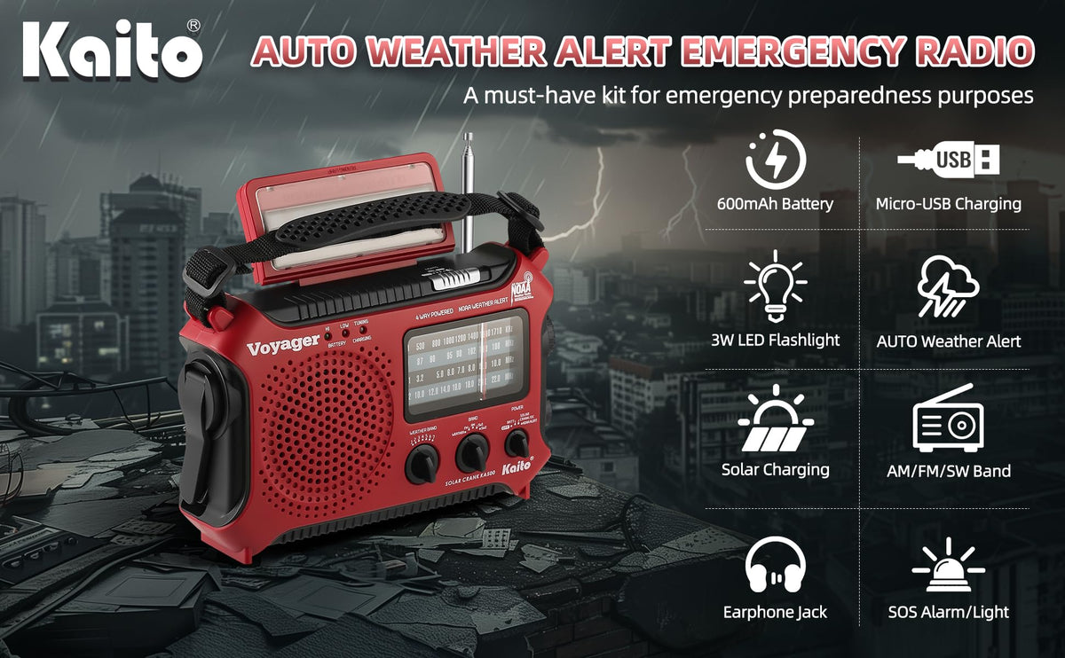 Kaito KA500RED solar panel close-up charging internal battery efficiently