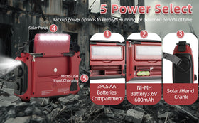 Kaito KA500RED radio display tuned to weather band for timely alerts