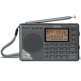 Kaito TECSUN PL-380 front view with LCD showing band and presets, clear readout benefit