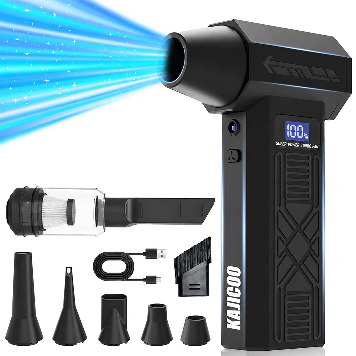 KAJICOO Compressed Air Duster front view for keyboard and desk cleaning