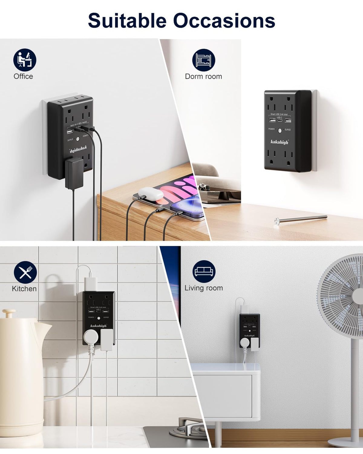 USB-C and USB-A ports enable versatile charging for devices.
