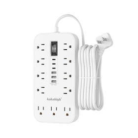 Kakahigh 2-prong extension cord 5ft with multiple outlets for clutter-free charging