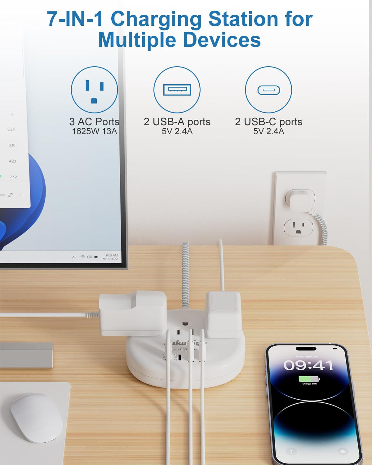 Kakahigh 45-degree plug design hugs the wall for a cleaner setup.