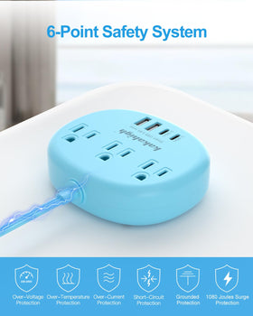 Kakahigh blue extension cord suits dorms and offices as a neat desk accessory.