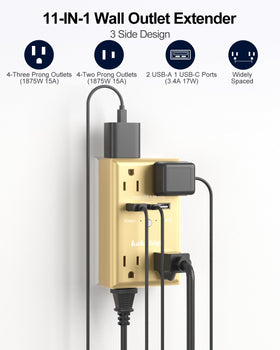 Kakahigh brass outlet with USB ports ideal for home office device charging