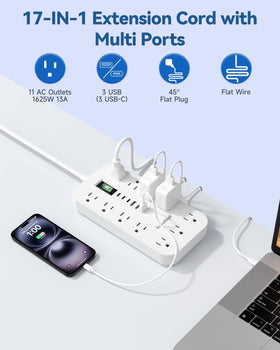 kakahigh close-up of three USB-C and three USB-A ports for fast charging