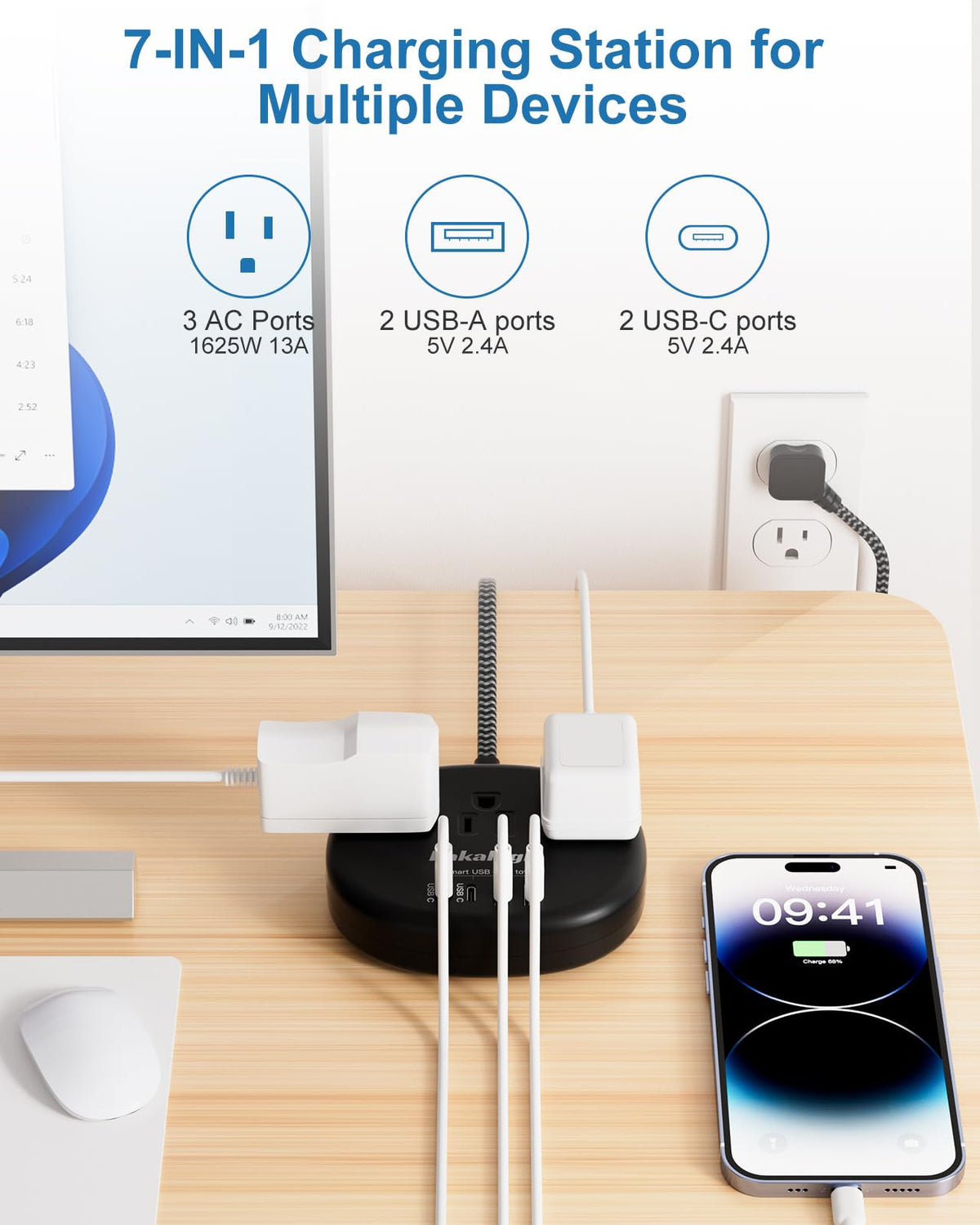 Kakahigh compact plug with 45-degree angle saves space.