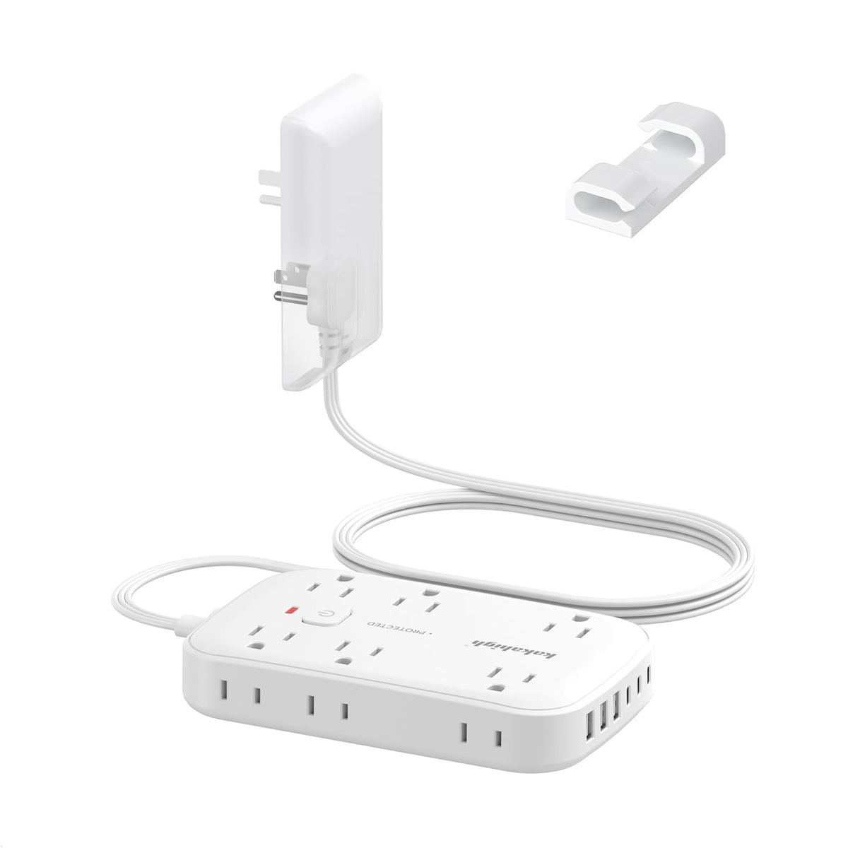 Kakahigh extension cord with outlet cover and USB ports for clutter-free charging