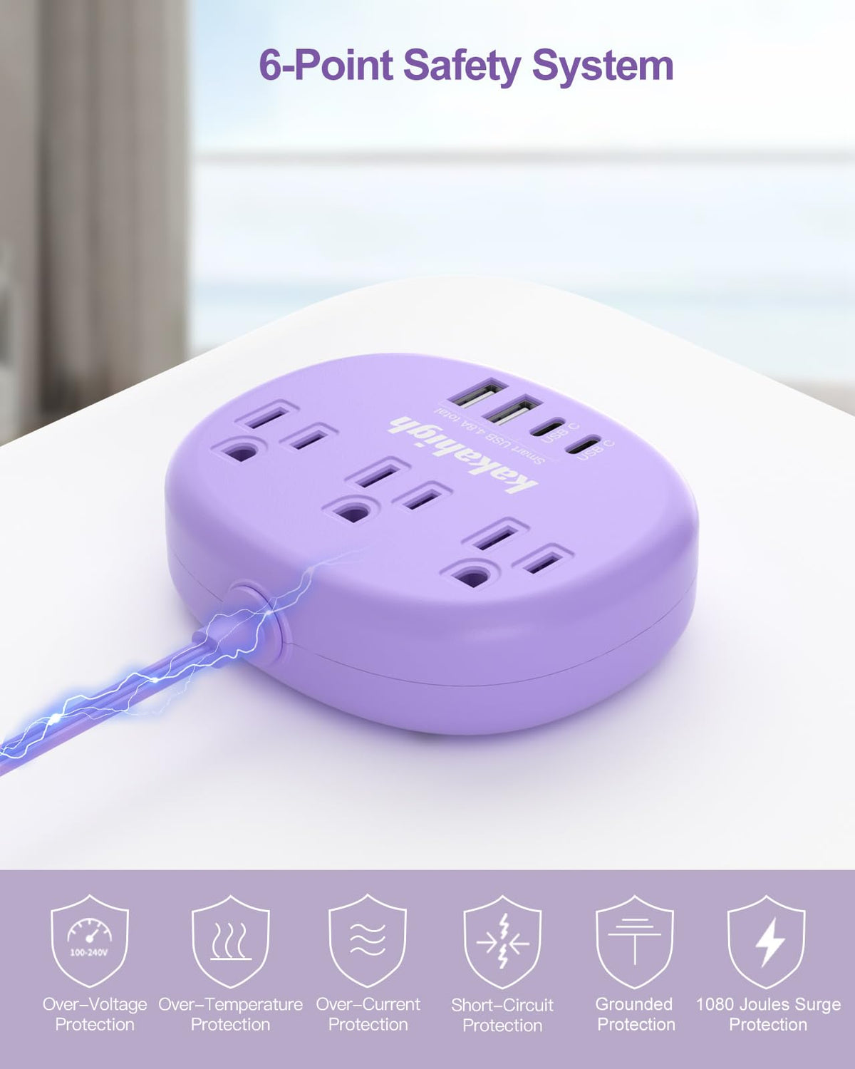 Kakahigh fire-resistant PC shell enhances overall cord safety and durability.