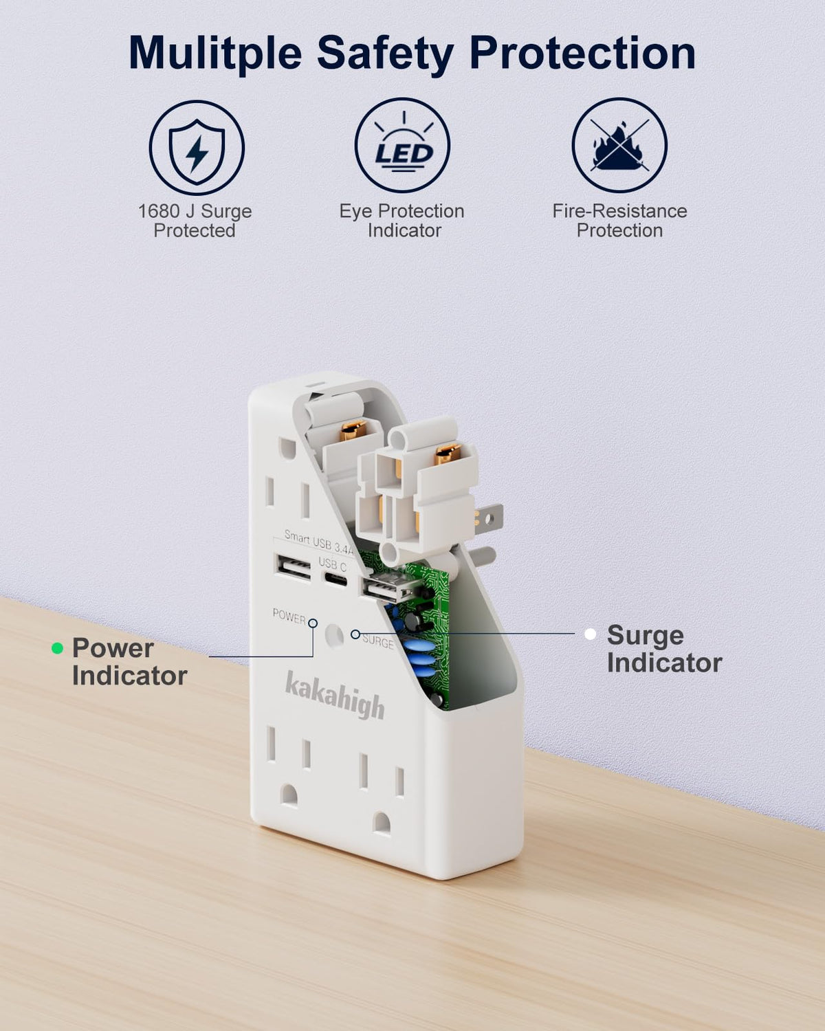 Kakahigh fireproof PC shell protects the unit from heat and surges
