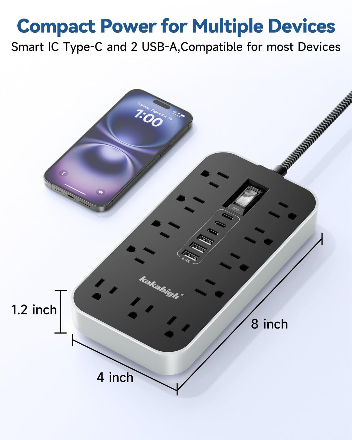 kakahigh 45-degree flat plug fitting tight spaces to save outlet room