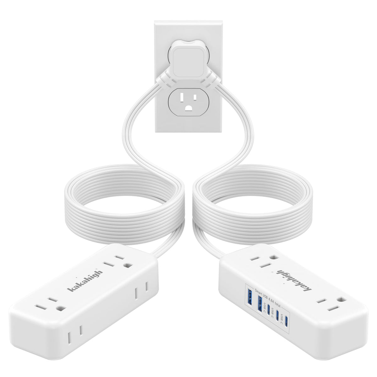 kakahigh dual-head front view showing twin outlets and USB ports, ideal for shared charging