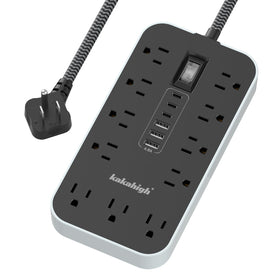 kakahigh front view showing 11 outlets and 6 USB ports for organized power