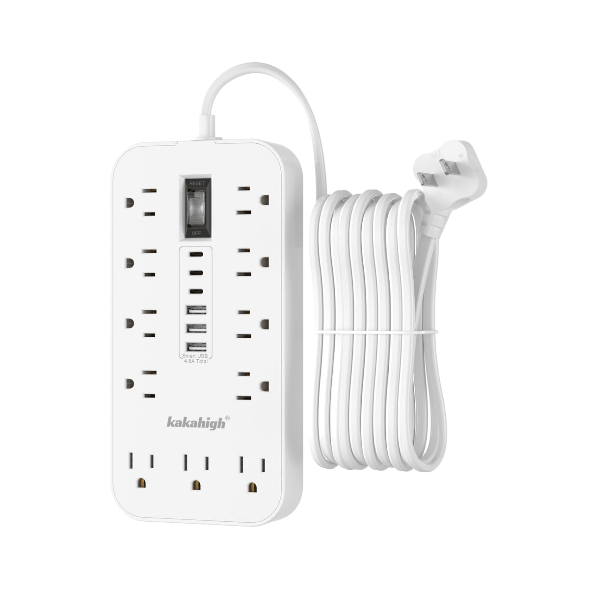 kakahigh front view showing 11 AC outlets and 6 USB ports for expanded power