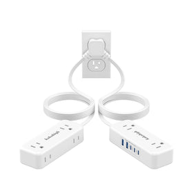 kakahigh front view of twin charging hubs showing outlets and USB ports, organized charging