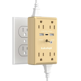 Kakahigh gold outlet extender 11-in-1 wall plug for dorm room device charging
