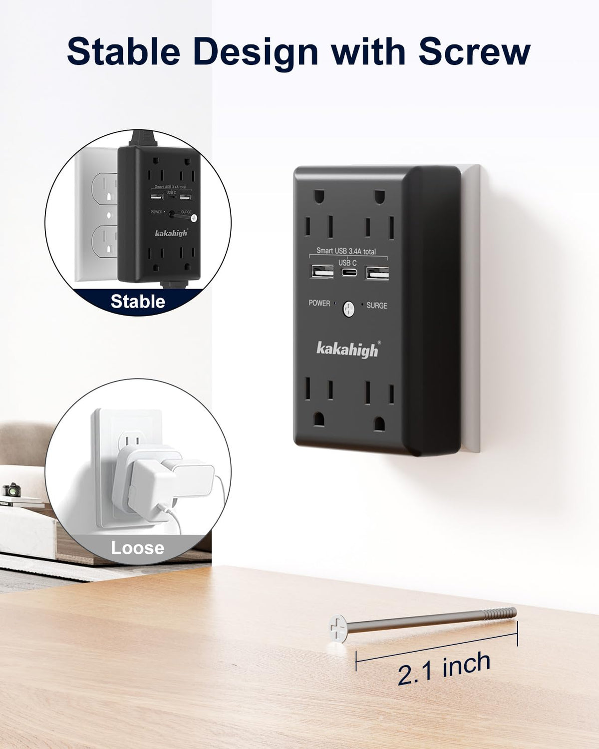 LED indicator shows power status at a glance.