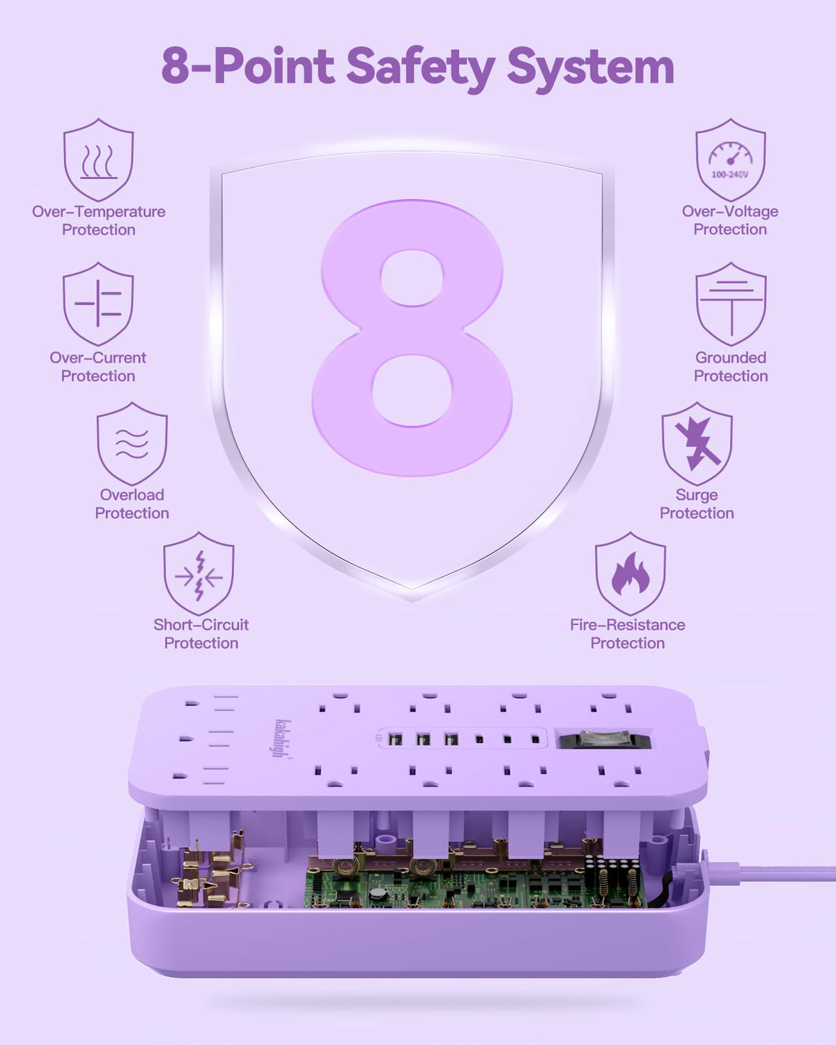 kakahigh mounted power strip under desk showing secure installation and tidy cables