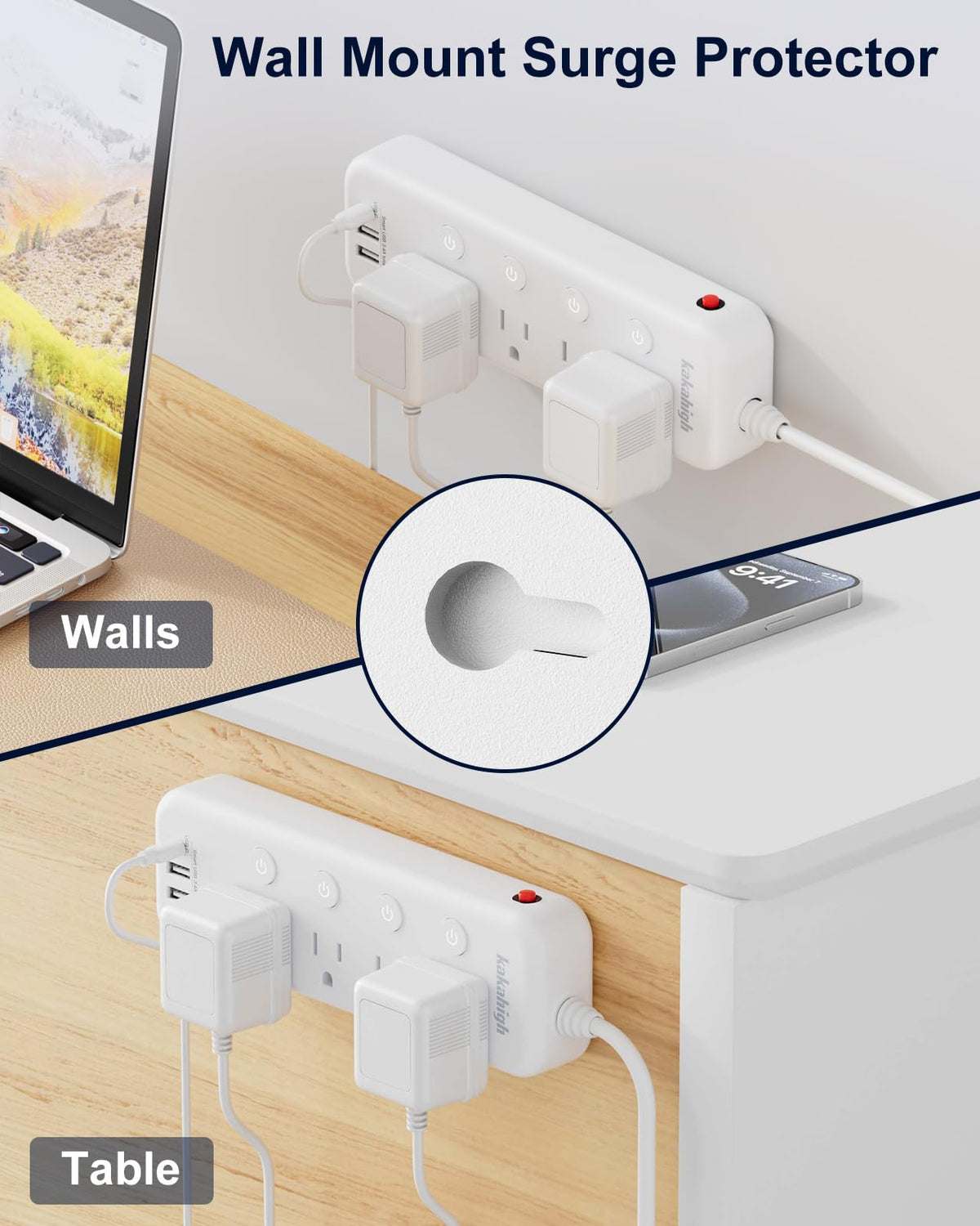 kakahigh side profile showing 15ft heavy-duty cable and grounded plug for long reach