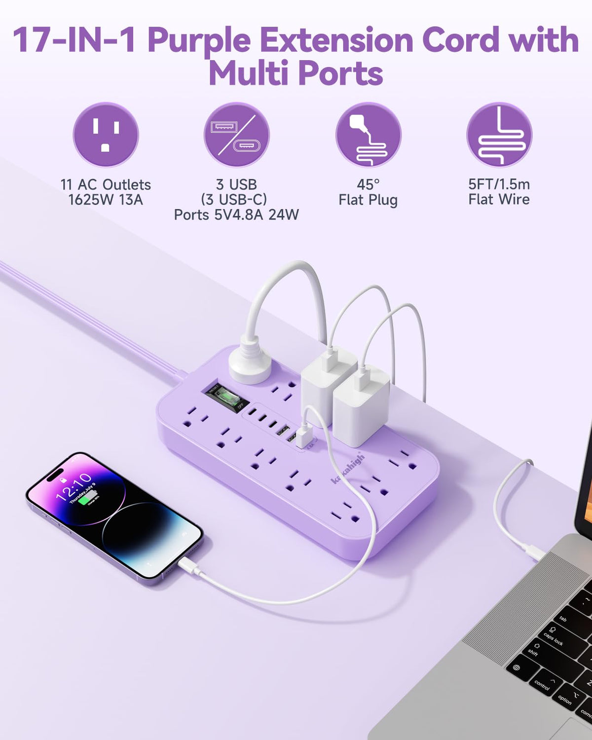 kakahigh detail of staggered outlets preventing plug crowding for neat cable management